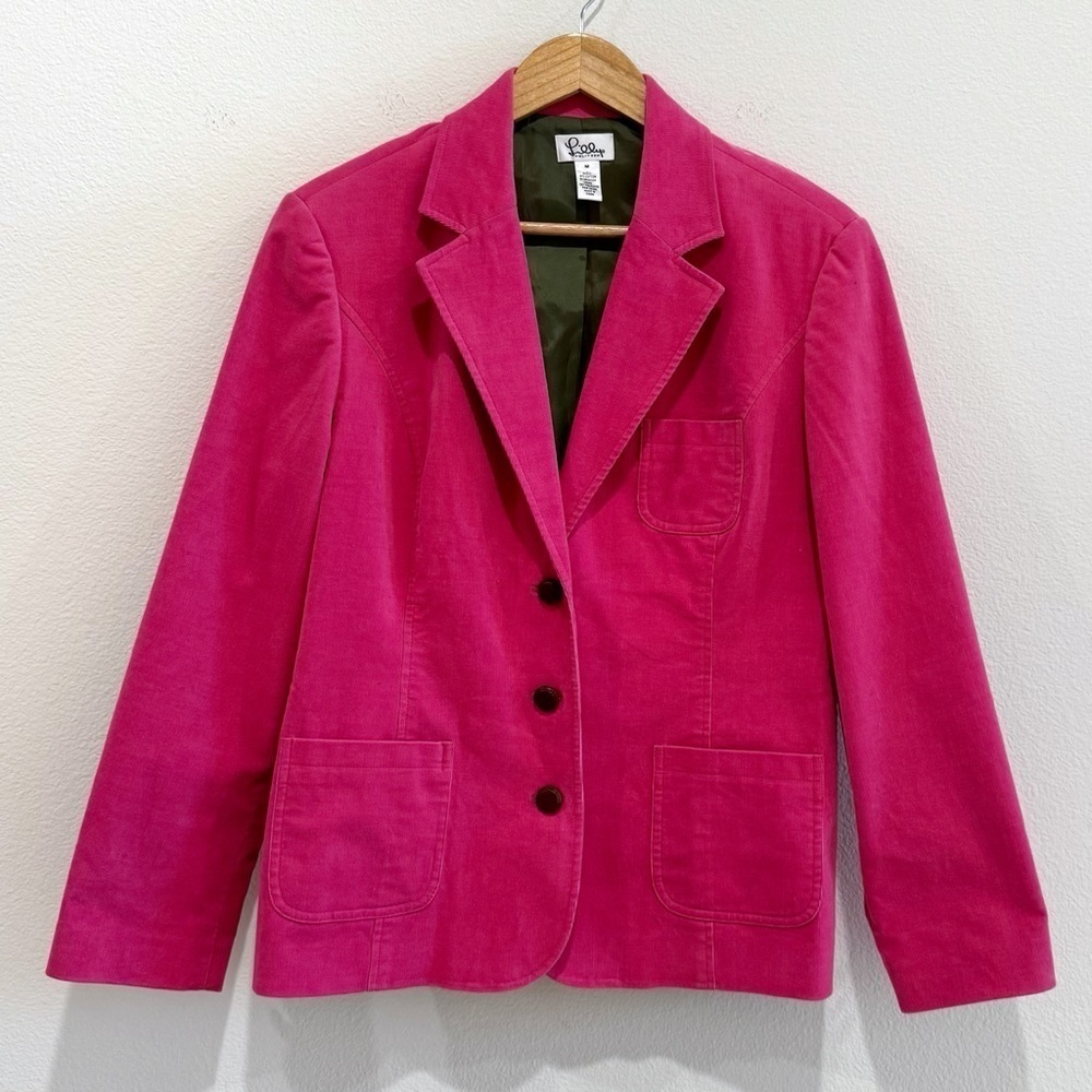 Lilly Pulitzer Pink Fuchsia Corduroy Blazer Elbow Patch Jacket Size M